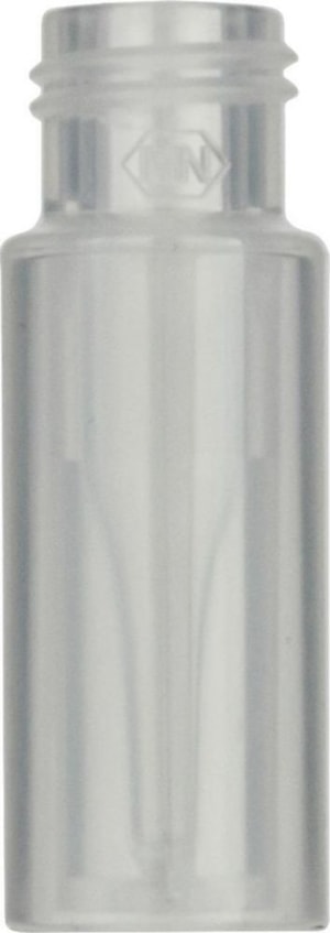 Gewindeflaschen N 9, transparent mit Glaseinsatz 0,15ml, A.D.: 11,6mm, H&ouml;he: 32mm konisch, VE=100