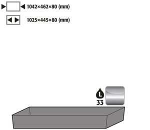 Bodenauffangwanne STAWA-R, 33 L Edelstahl 1.4301 1025x445x80mm