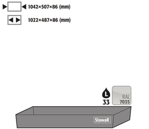 Bodenauffangwanne STAWA-R, 33 L Stahlblech, pulverbeschichtet glatt, RAL 7035 1200mm breit, f&uuml;r Q90, Q30, Q15, S90 und S60