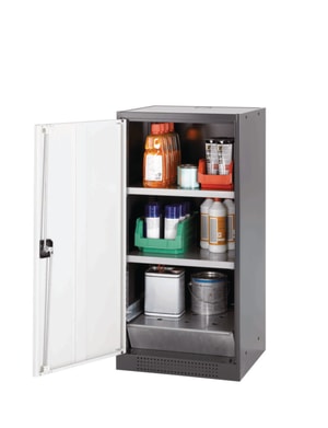 Chemikalienschrank CS-Classic 545 x 520 x 1105 mm (BxTxH), Flügeltüren antharazit RAL 7016, 2 Fachböden
