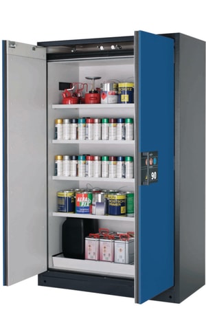 Sicherheitsschrank Q-CLASSIC-90 WD RAL 7016, inkl.4 Fachb&ouml;den, Auffangwanne und Lochblech