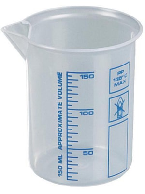 Laborbecher, Griffinbecher PP, blaue Skala