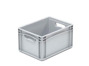Euro-Stapelbeh&auml;lter Basicline PP, geschlossen, 2 Durchfassgriffe, ohne Deckel, grau, 300x400x220 mm