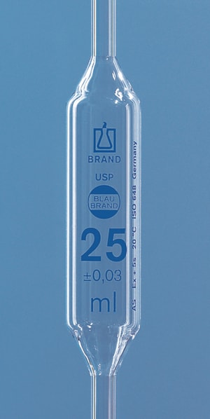 Vollpipetten, USP, AR-GLAS&reg;, Klasse AS, 1 Marke, blau graduiert, mit USP-Einzelzertifikat