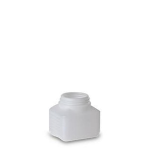HDPE-Vierkantflaschen 250 ml natur, Gewinde 60, geriffelt, oh.UN-Zul., VE=414