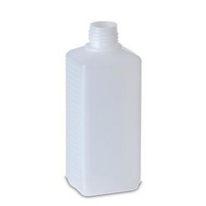 HDPE-Vierkantflaschen 250 ml natur, Gewinde 25, geriffelt, oh.UN-Zul., VE=450