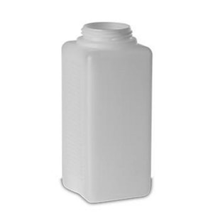 HDPE-Vierkantflaschen 1000 ml natur, Gewinde RD60, geriffelt, oh.UN-Zul., quadratisch,VE=126