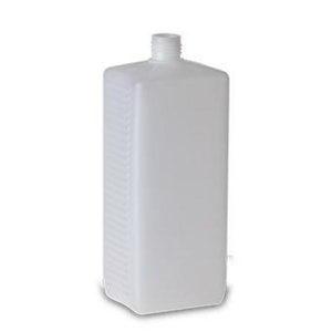 HDPE-Vierkantflaschen 1000 ml natur, Gewinde 25, geriffelt, oh.UN-Zul., in Folienbeutel, VE=115