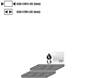 Einlegewanne 2 AZ-Ebene PE schwarz UB90 590mm
