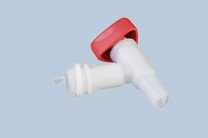 Ablasshahn "PROFI" mit 3/4 Zoll Au&szlig;engewinde, bel&uuml;ftet, natur, roter Drehgriff T&uuml;llenanschluss 19mm (3/4")