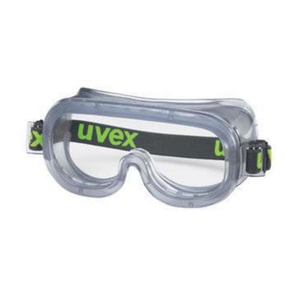 Vollsichtbrille 9305 PVC, Bel&uuml;ftungssystem, grau-transparent Kopfband anthrazit-lime, Scheibe:CA farblos