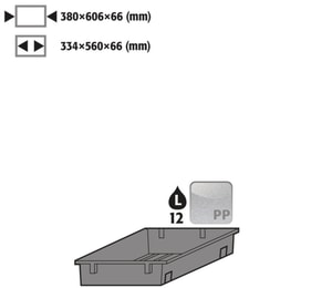 Einlegewanne für AZ 12L, PP, roh Natur S90 600 T=750mm