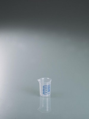 Laborbecher, Griffinbecher PP, blaue Skala