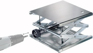 Hebebühne 400 x 400 mm inkl. Akkuschrauber, DIN 12897, rostfreie Edelstahlplatten, stabile Ausführung,