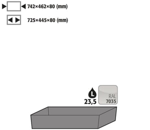 Bodenauffangwanne STAWA-R 22L St.bl. besch.gl. RAL7035 Q90 S90 900mm