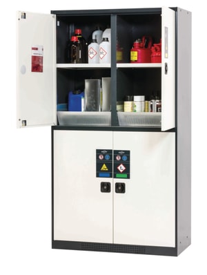 Chemikalienschrank CS Classic CS.195.105.MM.4WD 1055 x 520 x 1950 mm (BxTxH) 2x Fachboden, 2x Lochblecheinsatz,