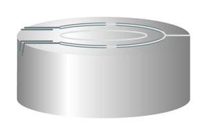 Alu-Ganzabrisskappen N 20, silber Butyl dunkelgrau/zentr. PTFE-Laminierung grau, Härte: 50° shore A, Septendicke: 3 mm, VE=100