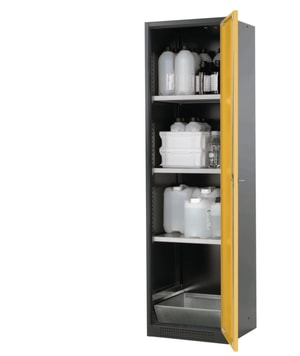 Fl&uuml;gelt&uuml;renschrank CS-Classic 545x520x1950 mm (BxTxH), RAL 7016/1004 3x Fachboden, 1x Bodenauffangwanne
