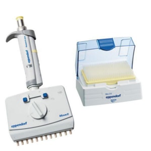 Eppendorf Research® plus Move It®, 12-Kanal, 4,5-9 mm Konenabstand, variabel, inkl. epT.I.P.S.®-Box 2.0 mit 384 Pipettenspitzen