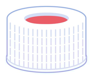 Schraubkappen N 24, wei&szlig; PP, Loch Butyl rot/PTFE grau, H&auml;rte: 50&deg; shore A, Septendicke: 2,4 mm, VE=100
