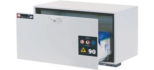 Sicherheitsunterbauschrank Typ 90 RAL 7035, 1100x570x600mm (BxTxH), 1x Schubladenwanne