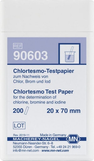 Testpapiere Chlortesmo zur Best.von Chlor, Freie Halogene VE=200