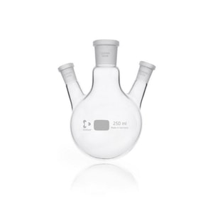 Dreihals-Rundkolben 250 ml MH NS 24/29, SH NS 14/23 schräg