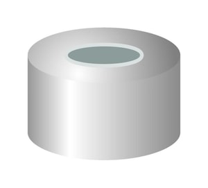 Alu-B&ouml;rdelkappen N 11-L, silber Loch, PTFE grau/Butyl beige/PTFE grau, H&auml;rte: 55&deg; shore A, Septendicke: 1,3 mm, VE=100