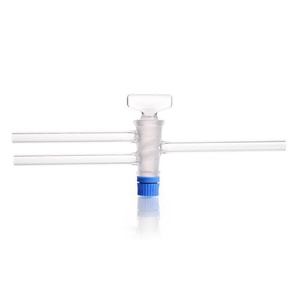 Patenthahn kompl. mit SBW-K&uuml;ken Bohrung 4 mm, NS 18,8/50 DURAN, mit 3-teil. Sicherung