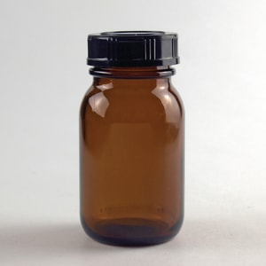 Weithalsgläser, Braunglas, mit Schraubverschluss