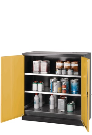 Chemikalienschrank CS-Classic 1055 x 520 x 1005 mm (BxTxH), Fl&uuml;gelt&uuml;ren lichtgrau RAL 1004, 2 Fachb&ouml;den,