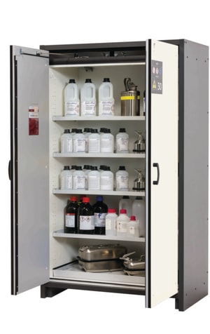 Sicherheitsschrank Q-Classic-30 WD 1164x620x1947 mm (BxTxH), Fl&uuml;gelt&uuml;ren reinwei&szlig; RAL 9010, 4 Fachb&ouml;den,