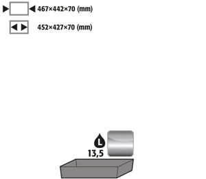 Bodenauffangwanne (V=11 L) Edelstahl 1.4301 452x427x70mm