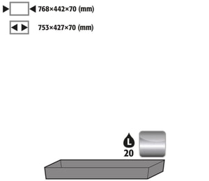 Bodenauffangwanne (V=22 L) Edelstahl 1.4301 753x427x70mm