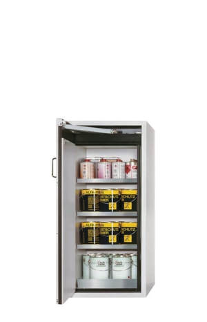 Sicherheitsschrank Typ 90, RAL 7035 596x616x1298 mm (BxTxH), inkl. 1 Lochblech, 3 Fachb&ouml;den, 1 Bodenauffangwanne