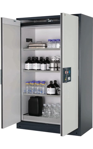 Sicherheitsschrank Q-PEGASUS-90 WADC 1193 x 615 x 1953 mm (BxTxH) lichtgrau RAL 7035, 3 Fachb&ouml;den,