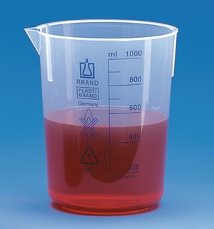 Becher 25 ml, n.F., PP blaue Grad.