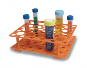 Moonlab® Reagenzglasgestell, orange ABS, für konische Röhrchen 30 x 15 ml, 20 x 50 ml, zusammensteckbar
