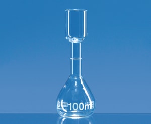 Matraces aforados para pruebas de azúcar, vidrio de borosilicato 3.3, clase B, graduación blanca