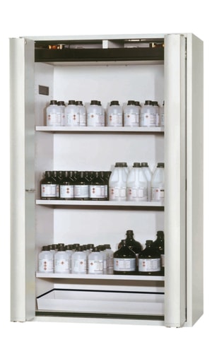 Sicherheitsschrank S-PHOENIX-90 FDAS 1196 x 616 x 1968 mm (BxTxH), 3 Fachb&ouml;den, 1 Bodenauffangwanne,