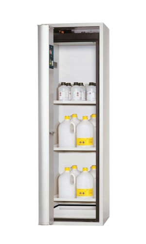 Sicherheitsschrank S-PHOENIX-90 FDASL 600 x 615 x 1968 mm (BxTxH), Faltt&uuml;r lichtgrau RAL 7035, 3 Fachb&ouml;den