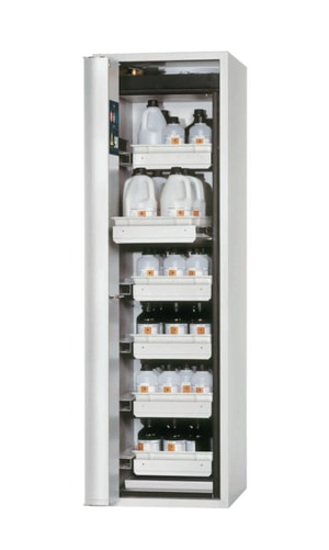 Sicherheitsschrank S-PHOENIX-90 FDASL 600 x 615 x 1968 mm (BxTxH), Faltt&uuml;r lichtgrau RAL 7035, inkl. 6 Vollausz&uuml;ge