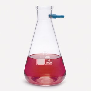 Saugflaschen, Erlenmeyerform, Borosilikatglas 3.3, mit PP-Olive