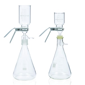 Filtrierger&auml;te mit Edelstahl-Filterhalter, mit eloxierter Aluminiumklammer und Silikonstopfen